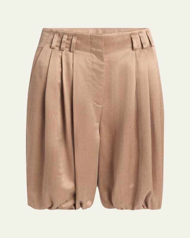 Pleated Bubble Viscose Shorts